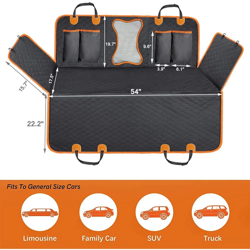 Collapsible Dog Car Seat Cover for Back Seat Dog Waterproof Seat Cover Dog Hammock for Car Nonslip Pet Seat Cover with Mesh Window & Pocket for Cars Trucks and SUV