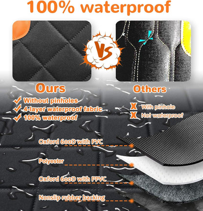 Collapsible Dog Car Seat Cover for Back Seat Dog Waterproof Seat Cover Dog Hammock for Car Nonslip Pet Seat Cover with Mesh Window & Pocket for Cars Trucks and SUV