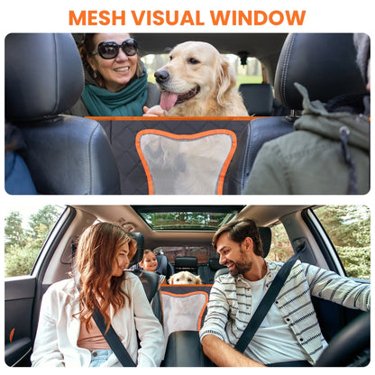 Collapsible Dog Car Seat Cover for Back Seat Dog Waterproof Seat Cover Dog Hammock for Car Nonslip Pet Seat Cover with Mesh Window & Pocket for Cars Trucks and SUV