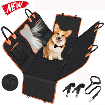 Collapsible Dog Car Seat Cover for Back Seat Dog Waterproof Seat Cover Dog Hammock for Car Nonslip Pet Seat Cover with Mesh Window & Pocket for Cars Trucks and SUV