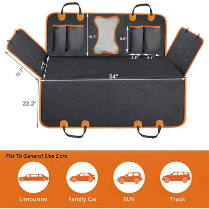 Collapsible Dog Car Seat Cover for Back Seat Dog Waterproof Seat Cover Dog Hammock for Car Nonslip Pet Seat Cover with Mesh Window & Pocket for Cars Trucks and SUV