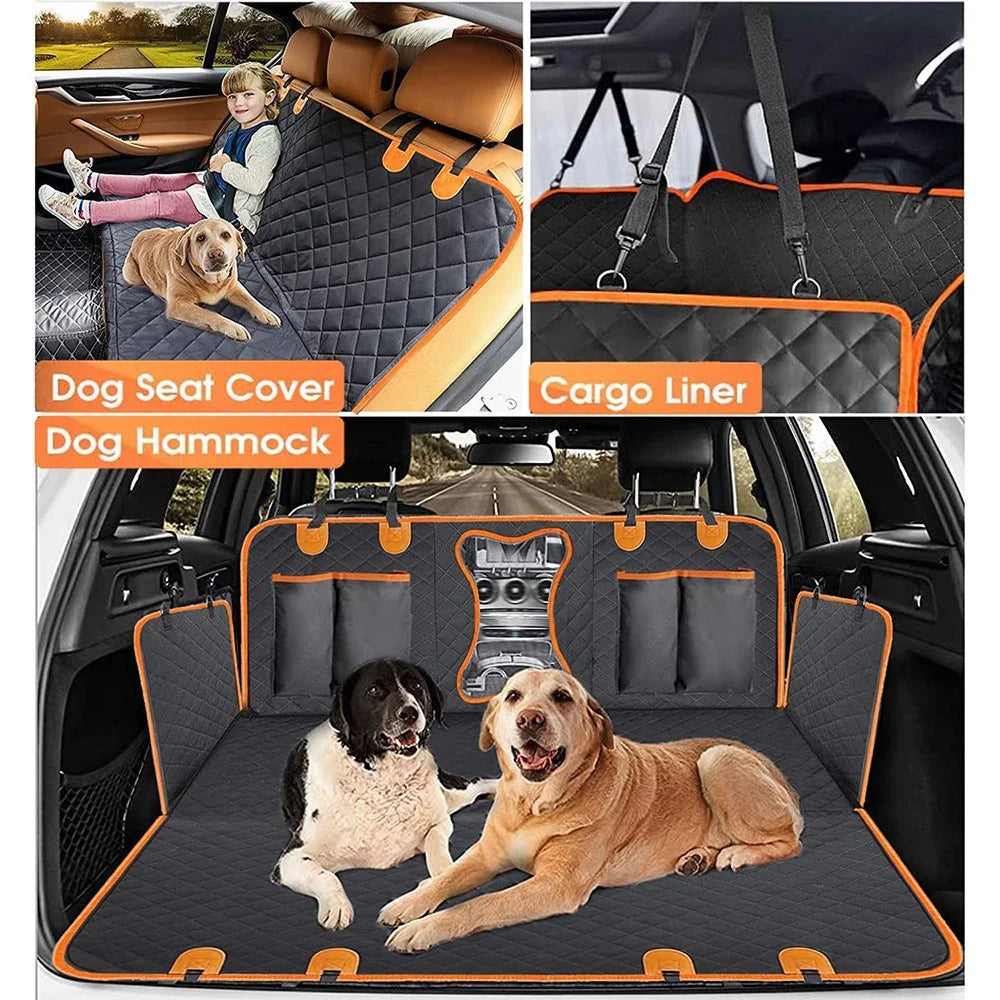 Collapsible Dog Car Seat Cover for Back Seat Dog Waterproof Seat Cover Dog Hammock for Car Nonslip Pet Seat Cover with Mesh Window & Pocket for Cars Trucks and SUV