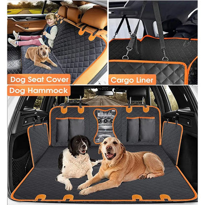 Collapsible Dog Car Seat Cover for Back Seat Dog Waterproof Seat Cover Dog Hammock for Car Nonslip Pet Seat Cover with Mesh Window & Pocket for Cars Trucks and SUV